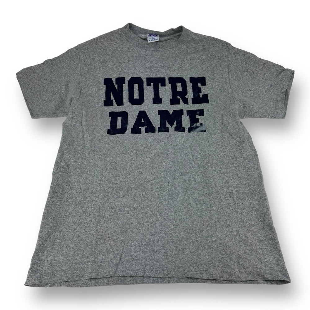 MVP Corp Inc Notre Dame Gray Short Sleeve Vintage Cotton Rayon T-Shirt Mens XL‎